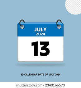 FECHA CALENDARIA 3D DE JULIO DE 2024
