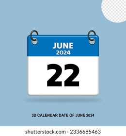 3D calendar date of June 2024