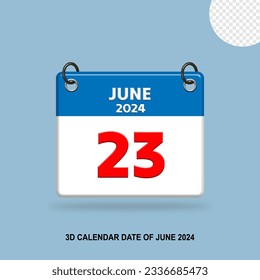 3D calendar date of June 2024