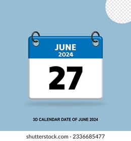 3D calendar date of June 2024