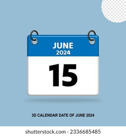 3D calendar date of June 2024
