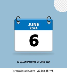 3D calendar date of June 2024