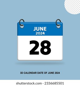 3D calendar date of June 2024