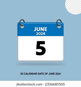 3D calendar date of June 2024