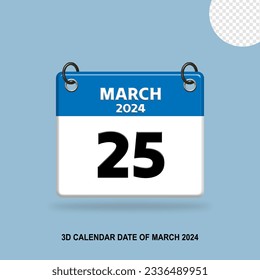 3D calendar date of March 2024