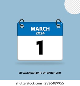 3D calendar date of March 2024