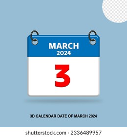3D calendar date of March 2024