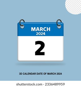 3D calendar date of March 2024