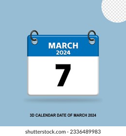 3D-Kalenderdatum März 2024