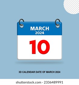3D calendar date of March 2024