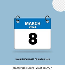 3D calendar date of March 2024