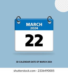 3D calendar date of March 2024