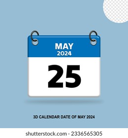 Fecha del calendario 3D de mayo de 2024