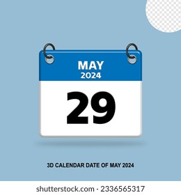 Fecha del calendario 3D de mayo de 2024