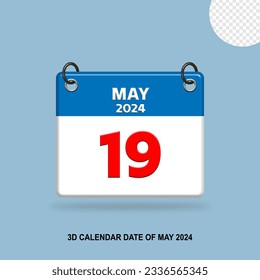 Fecha del calendario 3D de mayo de 2024