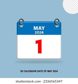 3D calendar date of May 2024