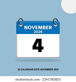 3D Calendar date of November 2024