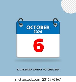 3D Calendar date of October 2024