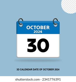 3D Calendar date of October 2024