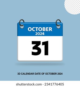 3D Calendar date of October 2024