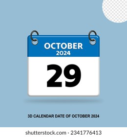 3D Calendar date of October 2024