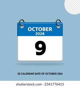 3D Calendar date of October 2024