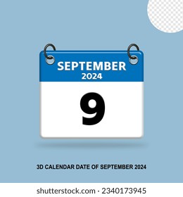 FECHA CALENDARIA 3D DE SEPTIEMBRE DE 2024