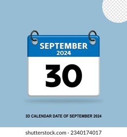 FECHA CALENDARIA 3D DE SEPTIEMBRE DE 2024