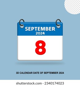 3D CALENDAR DATE OF SEPTEMBER 2024