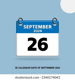 3D CALENDAR DATE OF SEPTEMBER 2024