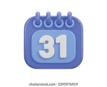 3d calendar icon design date of 31 st