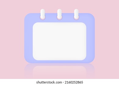 3d Calendar icon with an empty page. 3D Vector Illustrations.
