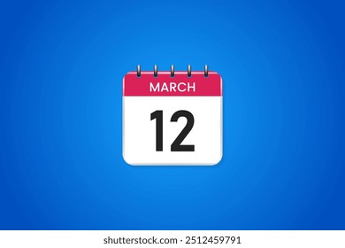 ícone calendário 3d 12 de março