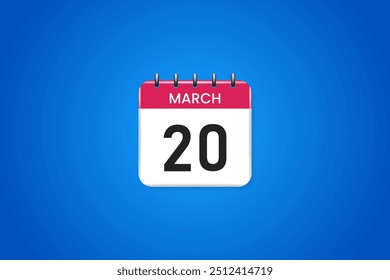 3d calendar icon march 20th