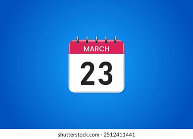 Icono de calendario 3D 23 de marzo