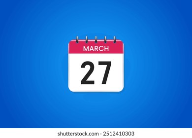 3d calendar icon march 27th