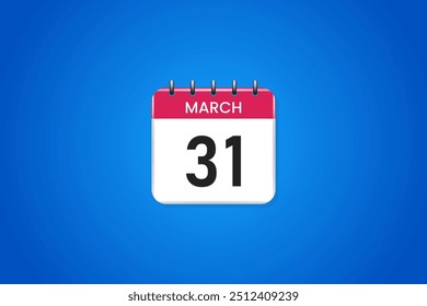 3d calendar icon march 31st
