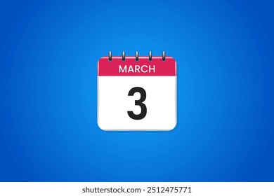 3d calendar icon march 3rd
