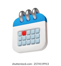 3d calendar icon with marked date for event or meeting reminder. Calendar with mark for schedule appointment, event day planning concept.