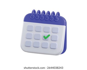 ícone de calendário 3d com marcado na data e hora para lembrete dia conceito de aviso calendário de alerta relógio para agendamento compromisso e marcado notificações ícone de alerta ilustração vetorial