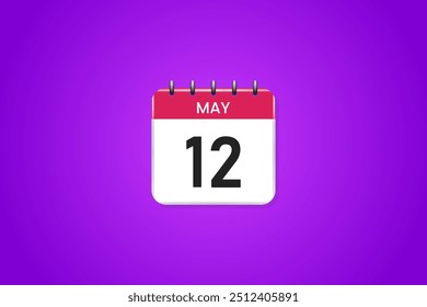 Icono de calendario 3D 12 de mayo