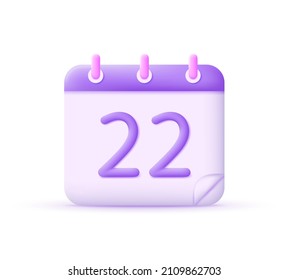 3d calendario aislado en fondo blanco. Vector moderno y de moda en estilo 3d.