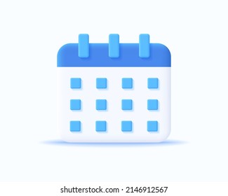 3d calendar realistic icon vector concept. Trendy modern design illustration isolated