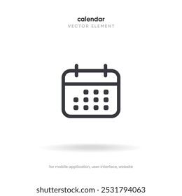 3d calendar and time thin line icon. Minimal flat vector illustration. Included simple outline icons as schedule, reminder, appointment, planner, event time, timer, clock.