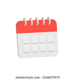 Icono vectorial de calendario 3d. Un calendario colorido y bonito. Ilustración de material vectorial.
