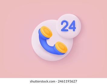 3d call center icon and bubble talk. Talking with service call support hotline and call center. 3D Web Vector Illustrations.