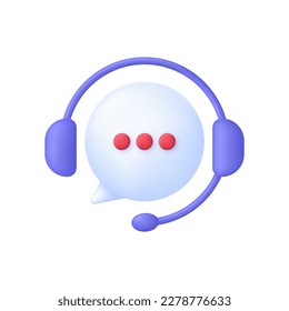 3D Call center. Support service icon, customer consultation hotline, call center help. Trendy and modern vector in 3d style.