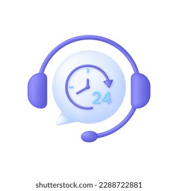 3D Call center. Support service icon, customer consultation hotline, call center help. Trendy and modern vector in 3d style.