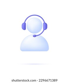 3D Call center. Support service icon, customer consultation hotline, call center help. Trendy and modern vector in 3d style.