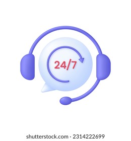 3D Call center. Support service icon, customer consultation hotline, call center help. Trendy and modern vector in 3d style.